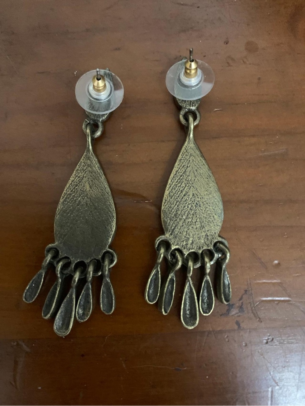 Antique Brass Teardrop Dangle Earrings - Women Jewelry